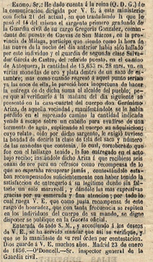 1856 01 25 Guardia Civiles encuentran Bolsa Oro Ariza   La Nacion-001 Recorte 8.jpg